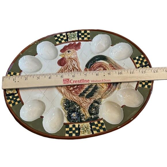 Large Deviled Egg Plater Bella Casa By Ganz VTG Rooster Hen Chicken Kitchenware - Picture 4 of 8